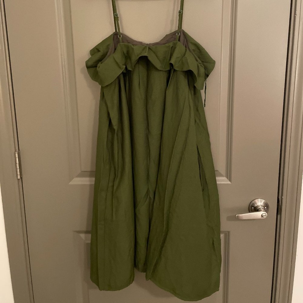 Line & Dot Olive Green Ruffle Tie Fairycore Dress